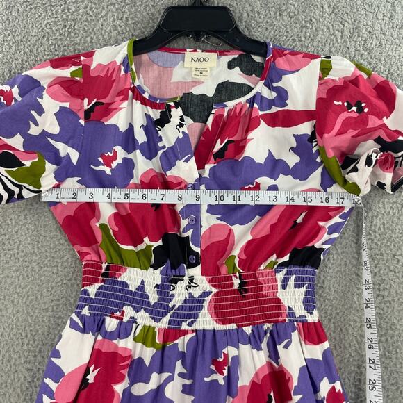 NAOO Colorful Flare Womens Dress Floral Maxi Size M Long Tiered Prairie - Picture 4 of 15